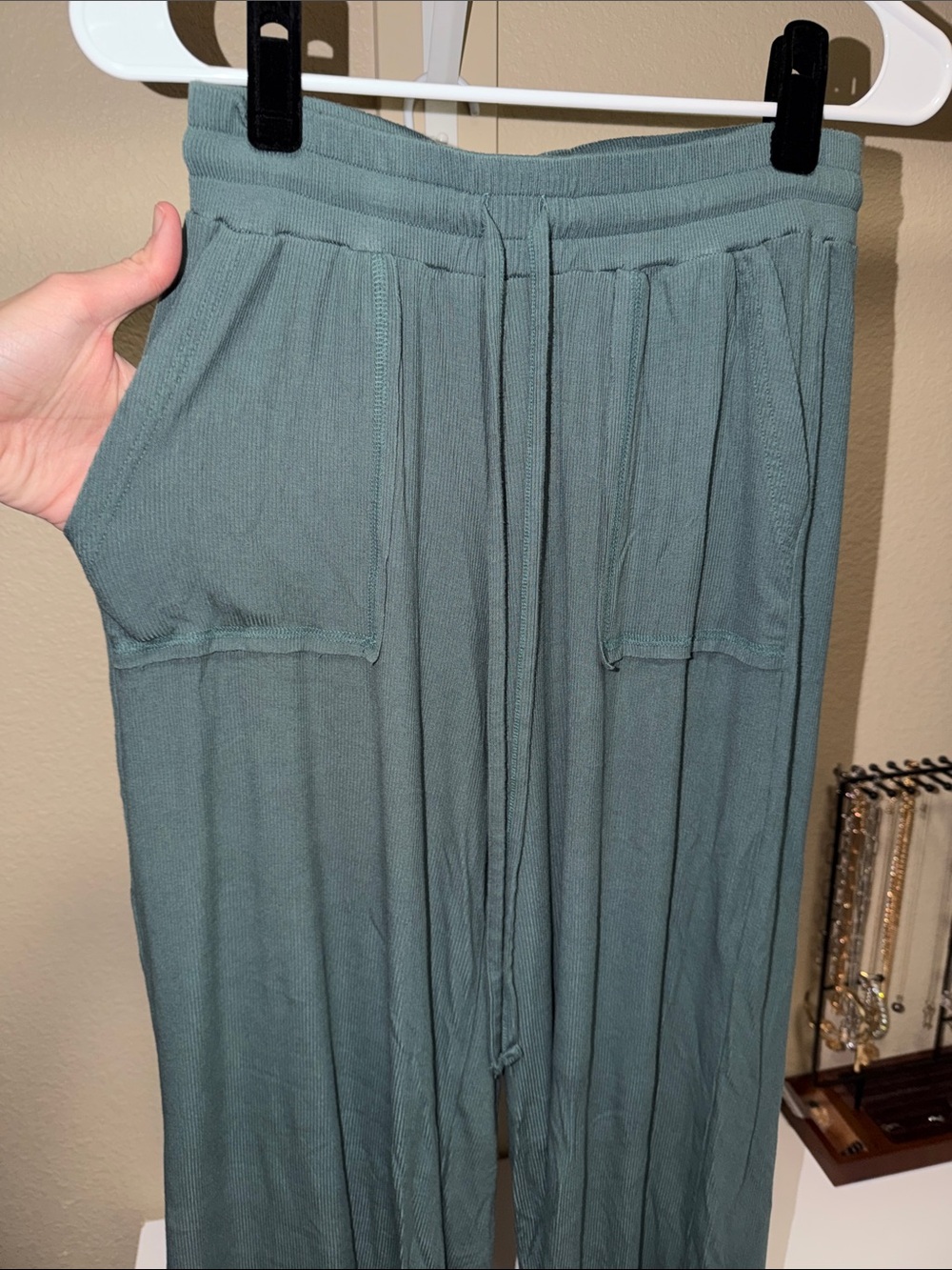 Zenana Lightly Ribbed Shirt & Pant Set - M (Ash Jade) - Picture 6 of 8